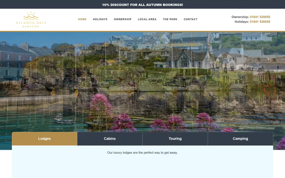 The Internet Archive's copy of the previous Atlantic Bays Holiday Park home page, at 1440px.