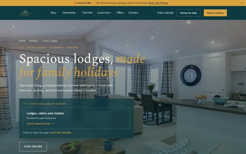 Atlantic Bays lodges page at 1440px.