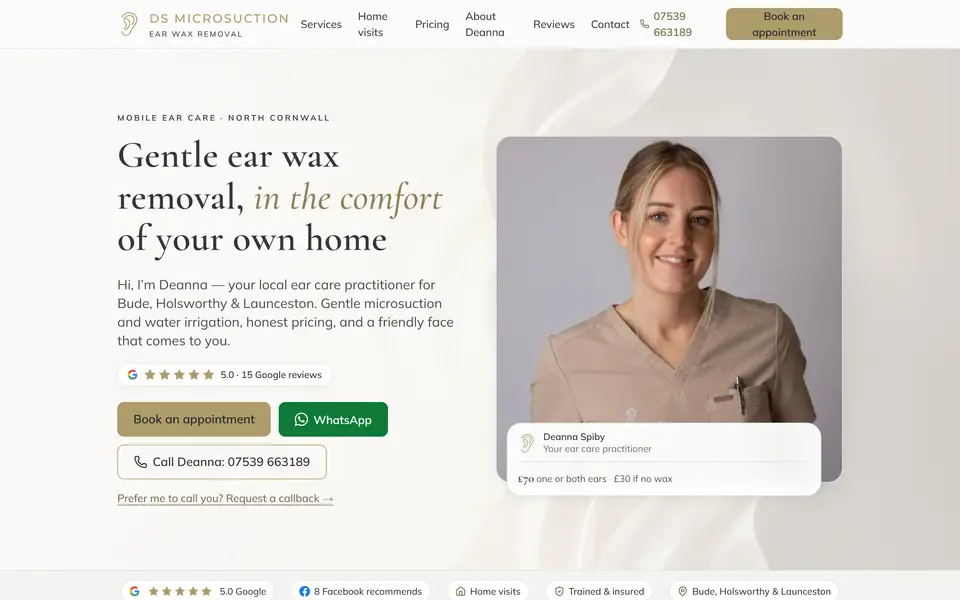 DS Microsuction home page at 1440px.