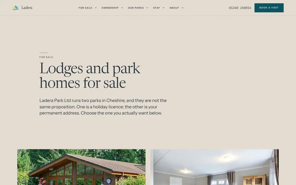 Ladera: lodges and park homes for sale in Cheshire, at 1440px.