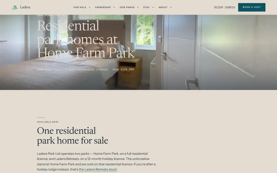 Ladera: residential park homes for sale at Home Farm Park, at 1440px.