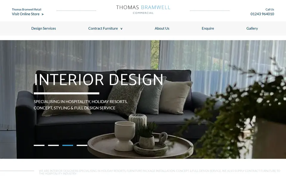 The previous Thomas Bramwell Interiors home page at 1440px, captured before the rebuild.