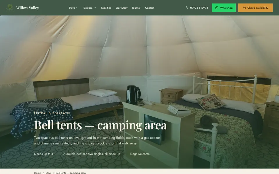 Willow Valley: bell tents in the camping field, at 1440px.
